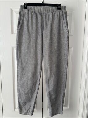 Eileen Fisher Heather Gray Cropped Elastic-Waist Pants